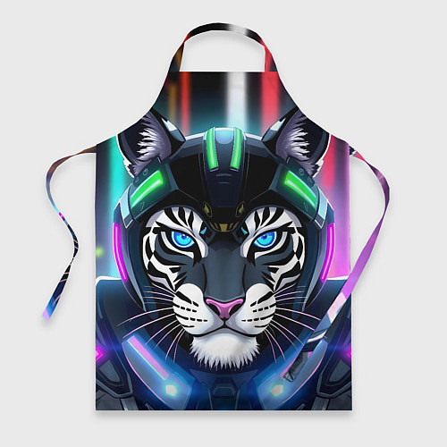 Фартук Яркий неоновый кибер тигр / 3D-принт – фото 1