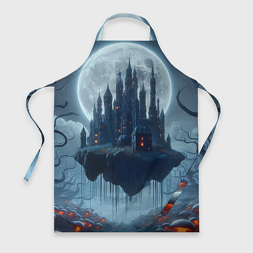 Фартук Замок Дракулы и неоновые грибы - нейроарт фантазия / 3D-принт – фото 1