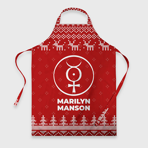 Фартук Новогодний Marilyn Manson с оленями / 3D-принт – фото 1