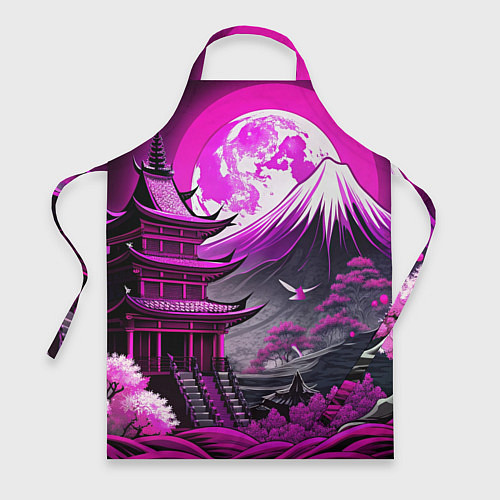 Фартук Япония гора в фиолетовом свете / 3D-принт – фото 1