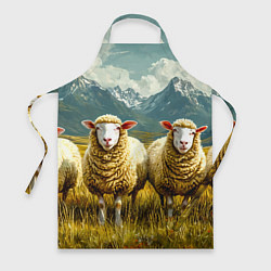 Фартук кулинарный Четыри овцы в горах, цвет: 3D-принт