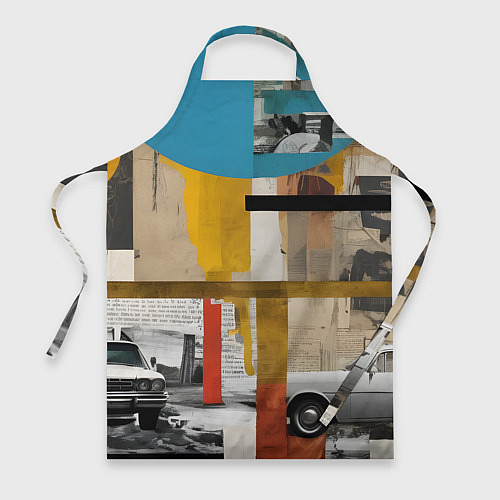 Фартук Ретро коллаж с автомобилем / 3D-принт – фото 1