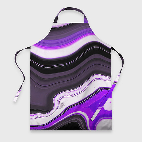 Фартук Волнистые горизонтальные чёрно-фиолетовые полосы н / 3D-принт – фото 1