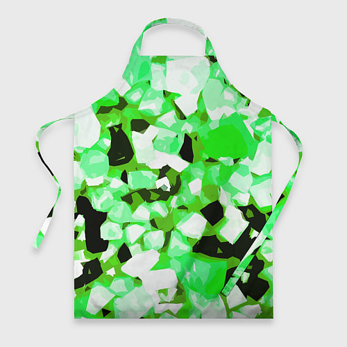 Фартук Green and white abstraction on a black background / 3D-принт – фото 1