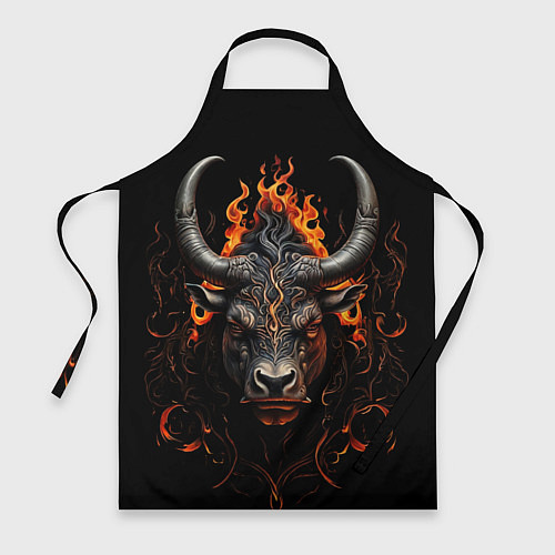 Фартук Голова быка в пламени огня / 3D-принт – фото 1