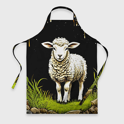 Фартук Овечка на черном / 3D-принт – фото 1