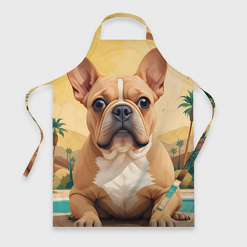 Фартук Бульдог и пальмы / 3D-принт – фото 1
