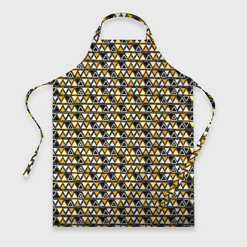 Фартук Yellow and white triangles on a black background / 3D-принт – фото 1