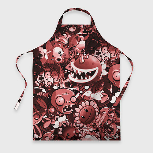 Фартук Растения против зомби в красном цвете / 3D-принт – фото 1