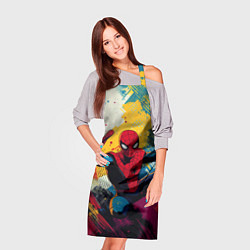 Фартук кулинарный Человек паук висит на паутине, цвет: 3D-принт — фото 2