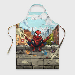 Фартук кулинарный Маленький человек-паук в городе, цвет: 3D-принт