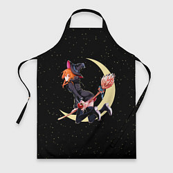 Фартук кулинарный Ведьма с яблоком летит на метле, цвет: 3D-принт