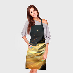 Фартук кулинарный Золотистая материя на черном фоне, цвет: 3D-принт — фото 2