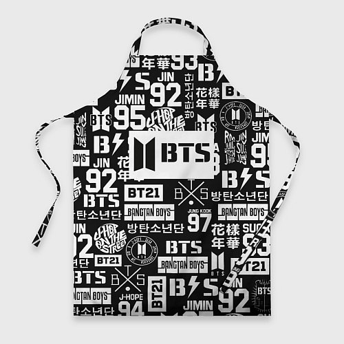 Фартук Bangtan Boys pattern black / 3D-принт – фото 1