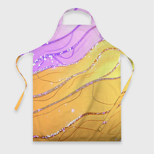 Фартук Фиолетово-золотая текстура с блестяшками / 3D-принт – фото 1