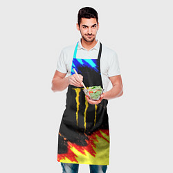 Фартук кулинарный Monster energy огненные краски, цвет: 3D-принт — фото 2