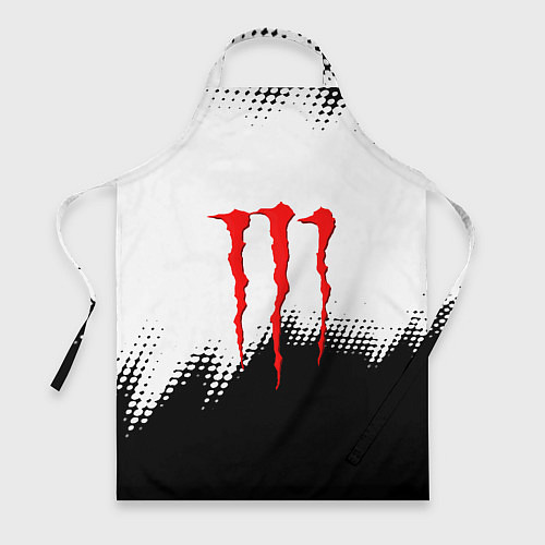 Фартук Monster energy чёрно белые краски / 3D-принт – фото 1