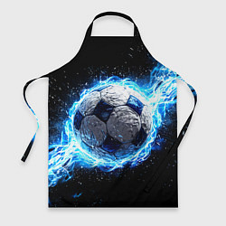Фартук кулинарный Футбольный мяч в синем пламени, цвет: 3D-принт