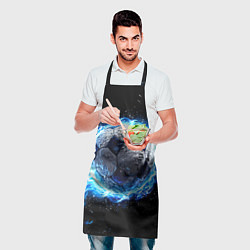 Фартук кулинарный Футбольный мяч в синем пламени, цвет: 3D-принт — фото 2
