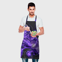 Фартук кулинарный Силуэты цветов на темном фоне - фиолетовое свечени, цвет: 3D-принт — фото 2