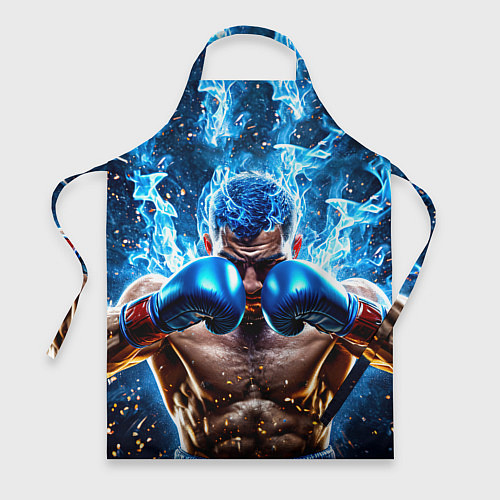 Фартук Боксер в синем пламени / 3D-принт – фото 1