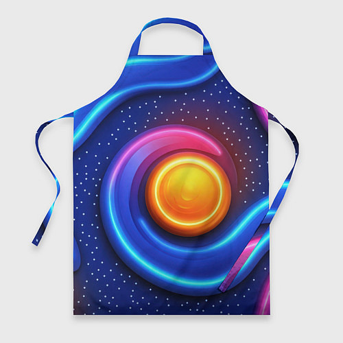 Фартук Оранжевый круг и голубые линии текстура / 3D-принт – фото 1