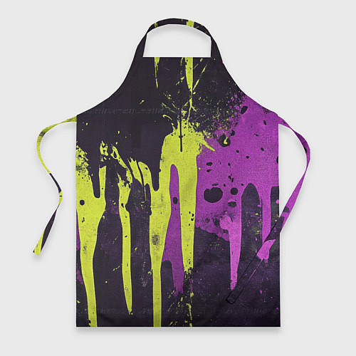 Фартук Желтая и фиолетовая краска на черном / 3D-принт – фото 1