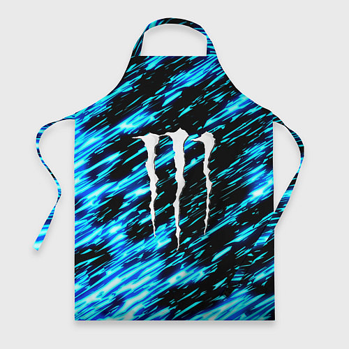 Фартук Monster energy штрихи голубых неоновых красок / 3D-принт – фото 1