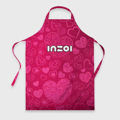 Фартук Inzoi лого на розовых сердечках / 3D-принт – фото 1