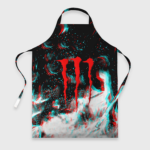 Фартук Monster energy огонь глитч / 3D-принт – фото 1