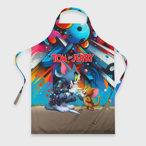 Фартук Tom and Jerry - cyberpunk graffiti fantasy / 3D-принт – фото 1