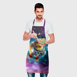 Фартук кулинарный Прикольный утёнок бравый космонавт - нейроарт, цвет: 3D-принт — фото 2