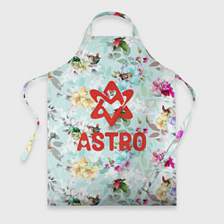 Фартук кулинарный Astro логотип на фоне цветов, цвет: 3D-принт