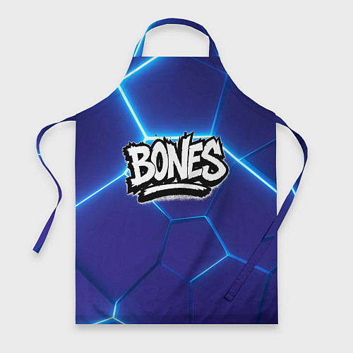 Фартук Bones белое лого на синих плитах / 3D-принт – фото 1
