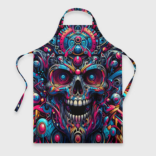 Фартук Colorful cyber skull - pattern / 3D-принт – фото 1