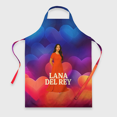 Фартук Lana Del Rey на фоне сердечек / 3D-принт – фото 1