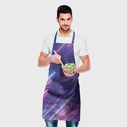 Фартук кулинарный Абстракция бело синие красные полосы, цвет: 3D-принт — фото 2
