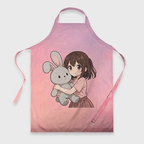 Фартук Девочка обнимает зайцика в аниме / 3D-принт – фото 1