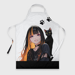 Фартук кулинарный Девушка и кот, цвет: 3D-принт