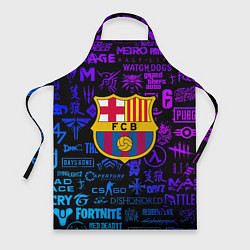 Фартук кулинарный Барселона неоновые логотипы игр, цвет: 3D-принт