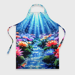 Фартук кулинарный Цветы на глубине освещённые лучами, цвет: 3D-принт