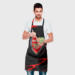 Фартук кулинарный Arsenal красные молнии, цвет: 3D-принт — фото 2