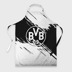 Фартук кулинарный Borussia черно белые полосы, цвет: 3D-принт
