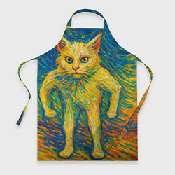 Фартук кулинарный Борзый кот в стиле Ван Гога, цвет: 3D-принт