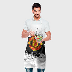 Фартук кулинарный Манчестер Юнайтед черно белые краски лого, цвет: 3D-принт — фото 2