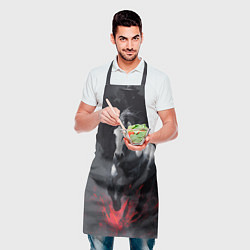 Фартук кулинарный Белая лошадь на фоне мазков краски, цвет: 3D-принт — фото 2