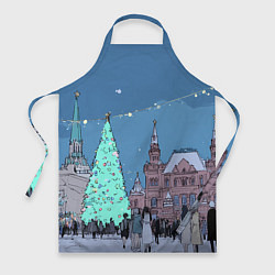 Фартук кулинарный Новогодняя елка в центре Москвы, цвет: 3D-принт