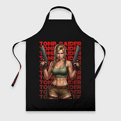 Фартук кулинарный Лара Крофт с пистолетами в руках, цвет: 3D-принт