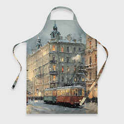 Фартук кулинарный Трамваи в зимнем Санкт-Петербурге, цвет: 3D-принт
