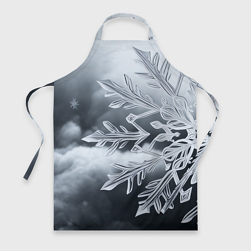 Фартук Снежинка на черно белое / 3D-принт – фото 1